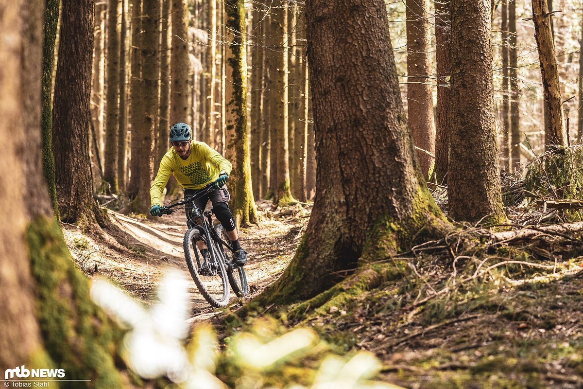 Auf flachen Trail-Abschnitten erlaubt das Simplon Cirex ein hohes Tempo und wenn er erst mal arbeitet, geizt der Hinterbau nicht mit Traktion und Federweg Auf flachen Trail-Abschnitten erlaubt das Simplon Cirex ein hohes Tempo und wenn er erst mal arbeitet, geizt der Hinterbau nicht mit Traktion und Federweg