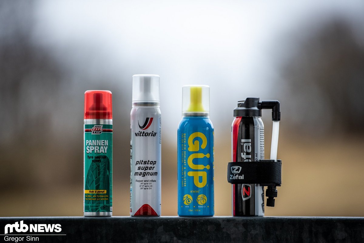Wir haben vier Pannensprays von Tip Top, Vittoria, GÜP und Zefal gegeneinander antreten lassen Wir haben vier Pannensprays von Tip Top, Vittoria, GÜP und Zefal gegeneinander antreten lassen