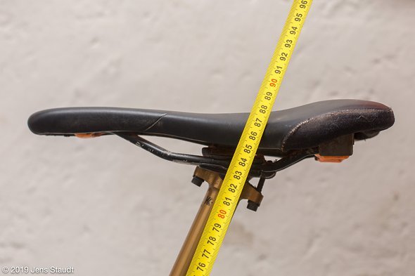 Die maximale Sitzhöhe am Projektbike Die maximale Sitzhöhe am Projektbike