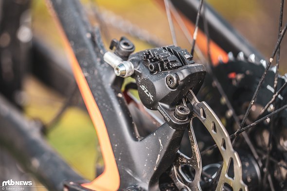 Die Shimano SLX-Scheibenbremse mit ihren zwei Kolben wird wenig besungen Die Shimano SLX-Scheibenbremse mit ihren zwei Kolben wird wenig besungen