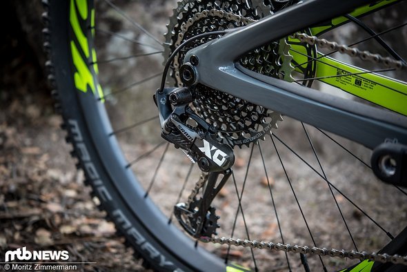 Das SRAM X01 Eagle-Schaltwerk hat wie gewohnt sehr knackig die Gänge gewechselt und eine ausreichend große Bandbreite bereitgestellt. Das SRAM X01 Eagle-Schaltwerk hat wie gewohnt sehr knackig die Gänge gewechselt und eine ausreichend große Bandbreite bereitgestellt.