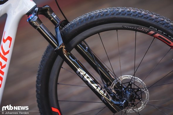 An der Front kommt eine RockShox SID mit Specialized Brain-Innenleben zum Einsatz An der Front kommt eine RockShox SID mit Specialized Brain-Innenleben zum Einsatz