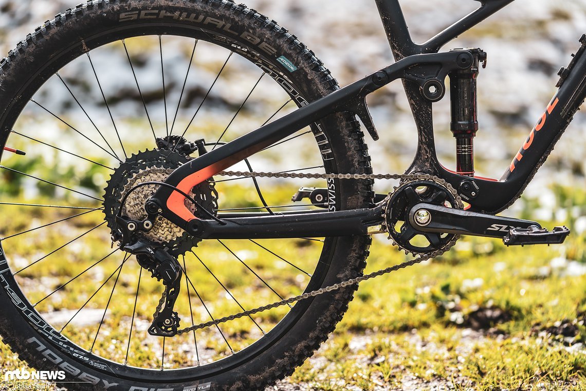 Der Shimano SLX-Antriebsstrang verrichtet sauber seine Arbeit