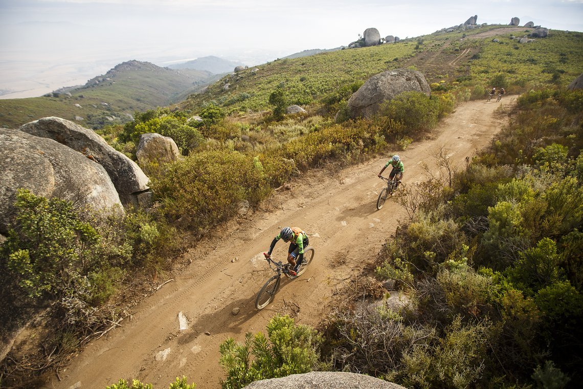 riders during Stage 4 of the 2025 Absa Cape Epic Mountain Bike stage race held at Fairview, Paarl, Cape Town, South Africa on the 20th March 2025. Photo by Sam Clark/Cape Epic
PLEASE ENSURE THE APPROPRIATE CREDIT IS GIVEN TO THE PHOTOGRAPHER AND ABSA