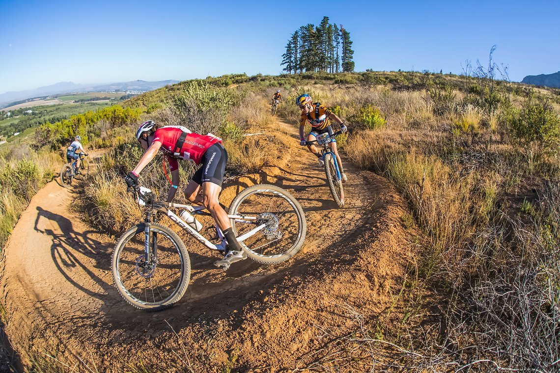 during stage 1 of the 2022 Absa Cape Epic Mountain Bike stage race from Lourensford Wine Estate to Lourensford Wine Estate, South Africa on the 21st March 2022. © Dom Barnardt / Cape Epic