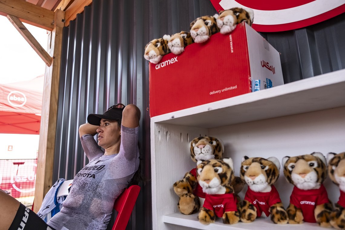 Aramex Cape Leopard trust with Sofia Gomez during Stage 5 of the 2024 Absa Cape Epic Mountain Bike stage race from CPUT, Wellington to CPUT, Wellington, South Africa on 22 March 2024. Photo by Dom Barnardt /Cape Epic
PLEASE ENSURE THE APPROPRIATE CRE