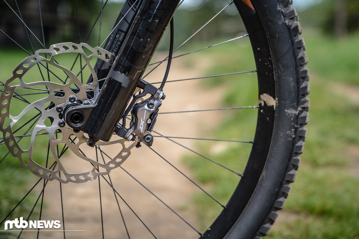 Die Shimano XT mit ihren 4 Kolben lieferte überzeugend ab