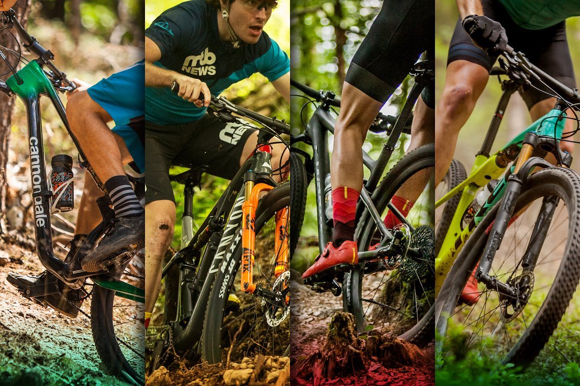 Ob Cannondale Scalpel, Canyon Lux, Specialized Epic oder Trek Supercaliber: Alle vier Räder des Cross-Country-Vergleichstests sind geschaffen worden, um die Podien bei Cross-Country- und Marathon-Rennen zu erklimmen.