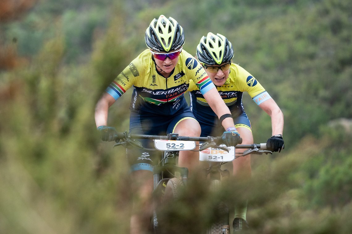 Jennie STENERHAG (SWE) and Mariske STRAUSS (RSA)of Team Silverback - Fairtree during the Prologue of the 2019 Absa Cape Epic Mountain Bike stage race held at the University of Cape Town in Cape Town, South Africa on the 17th March 2019.

Photo by G