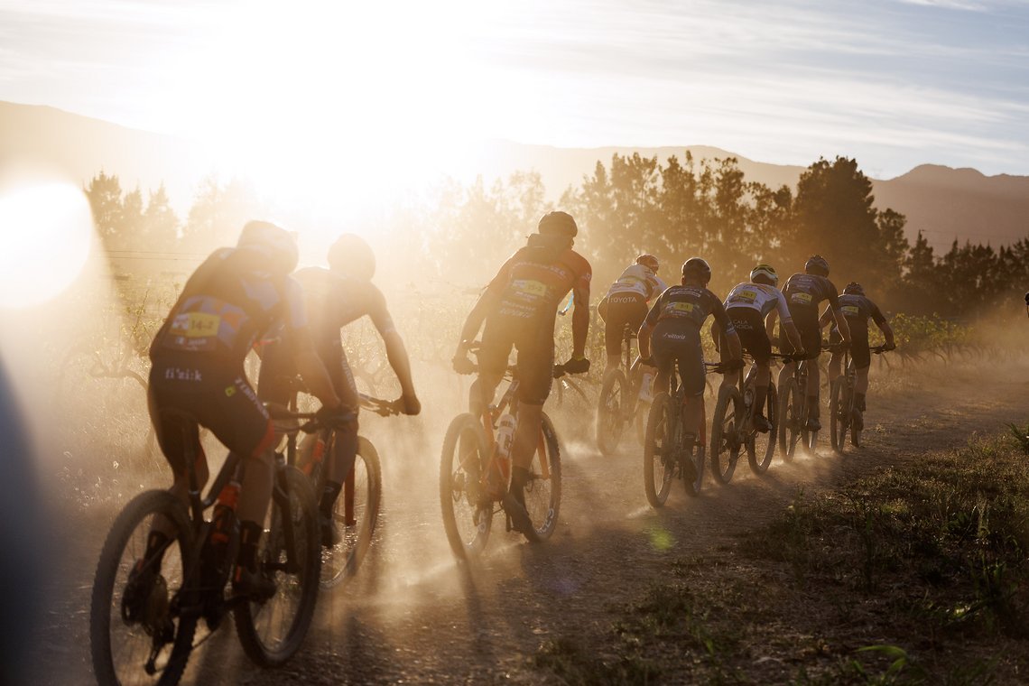 Riders during Stage 1 of the 2024 Absa Cape Epic Mountain Bike stage race from Saronsberg Wine Estate to Saronsberg Wine Estate, Tulbagh, South Africa on the 18th March 2024. Photo by Nick Muzik/Cape Epic
PLEASE ENSURE THE APPROPRIATE CREDIT IS GIVEN