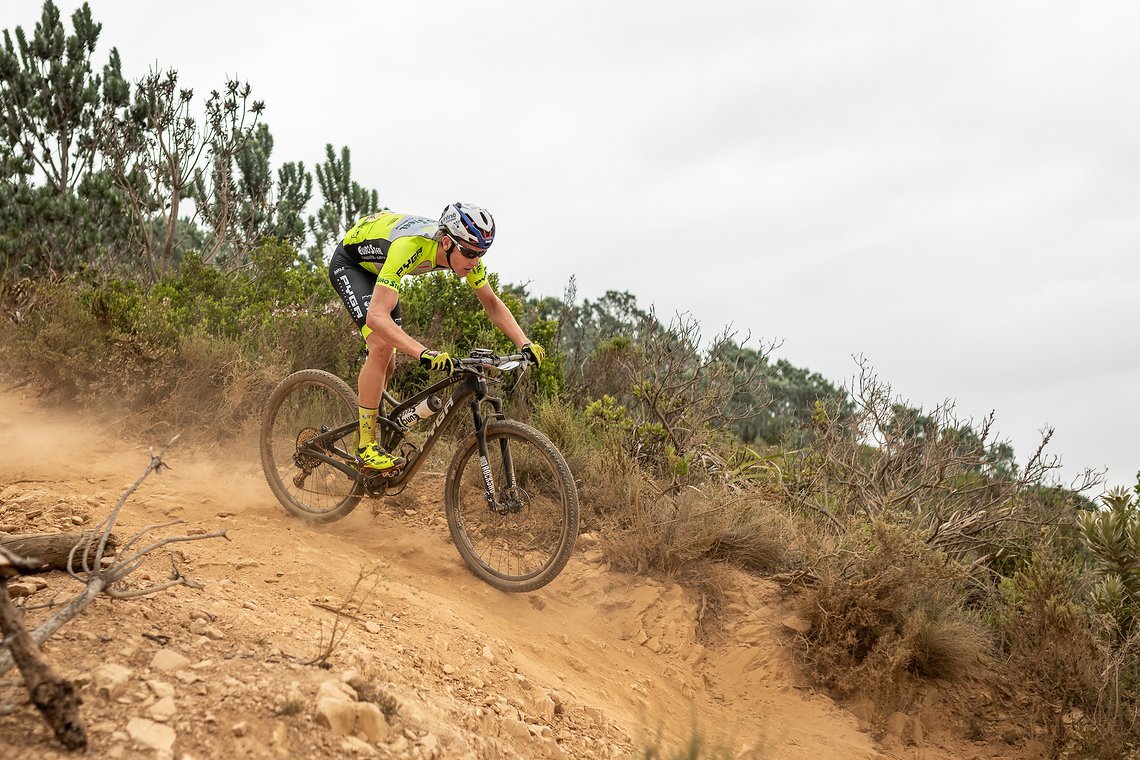 Mattys Beukes from Team Pyga Euro Steel during the Prologue of the 2019 Absa Cape Epic Mountain Bike stage race held at the University of Cape Town in Cape Town, South Africa on the 17th March 2019.

Photo by Xavier Briel/Cape Epic

PLEASE ENSURE