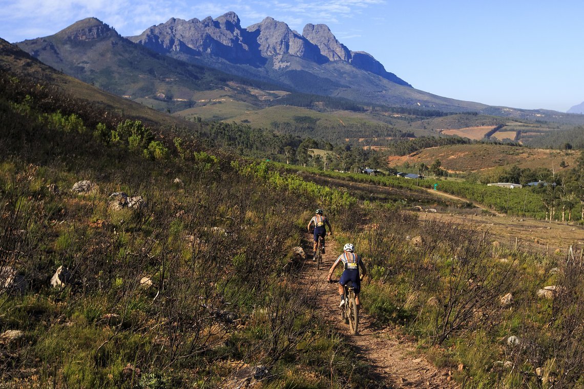 Riders during Stage 5 of the 2024 Absa Cape Epic Mountain Bike stage race from CPUT, Wellington to CPUT, Wellington, South Africa on 22 March 2024. Photo by Sam Clark/Cape Epic
PLEASE ENSURE THE APPROPRIATE CREDIT IS GIVEN TO THE PHOTOGRAPHER AND ABS