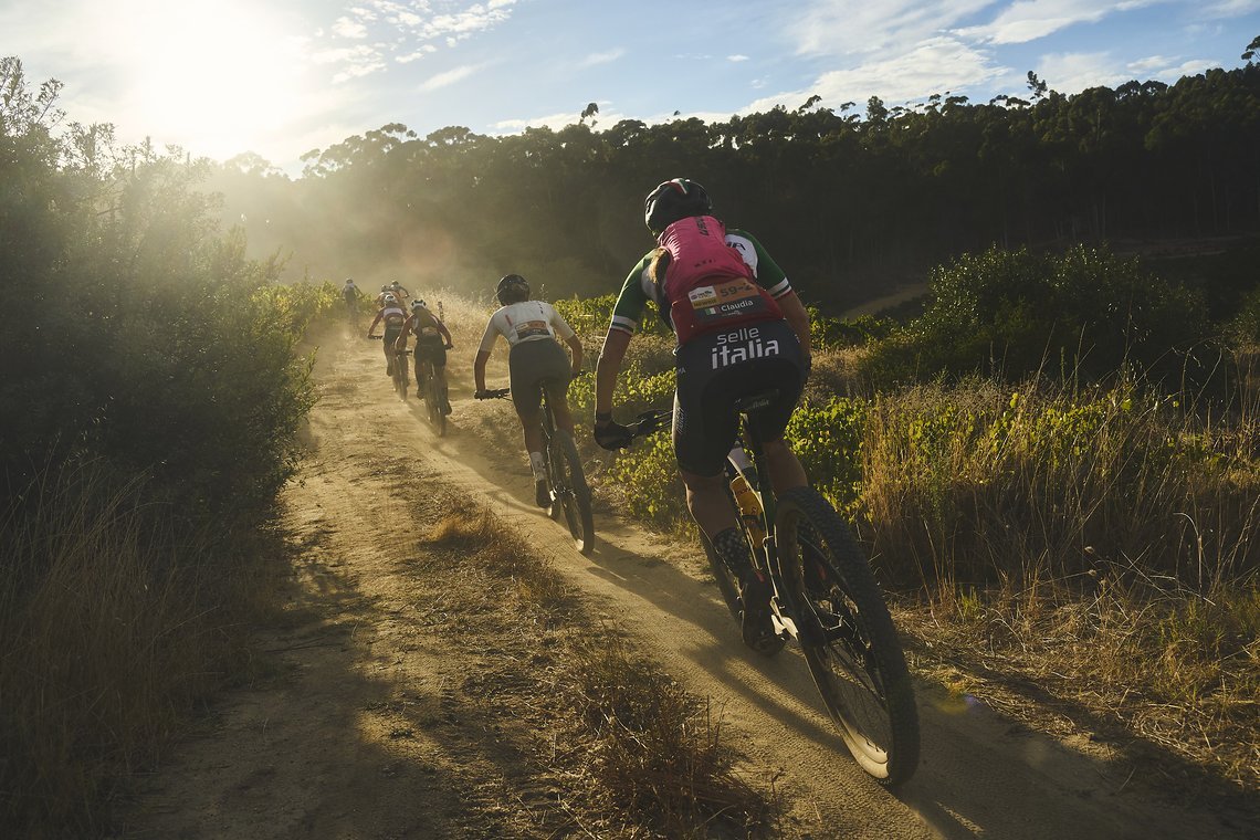 during Stage 4 of the 2025 Absa Cape Epic Mountain Bike stage race held at Fairview, Paarl, Cape Town, South Africa on the 20th March 2025. Photo by Michael Chiaretta/Cape Epic
PLEASE ENSURE THE APPROPRIATE CREDIT IS GIVEN TO THE PHOTOGRAPHER AND ABS