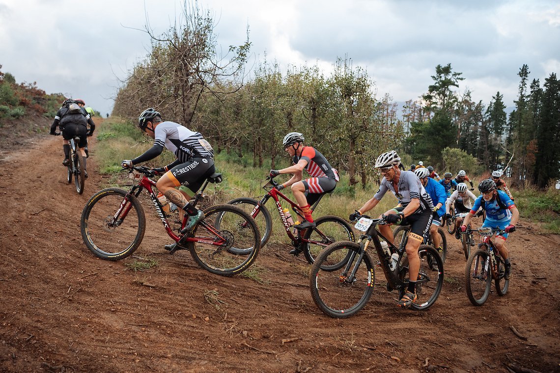 Riders during stage 6 of the 2023 Absa Cape Epic Mountain Bike stage race from Lourensford Wine Estate to Lourensford Wine Estate in Somerset West, South Africa on the 25th March 2023.

Photo by Wayne Reiche/ Cape Epic.

PLEASE ENSURE THE APPROPRIATE