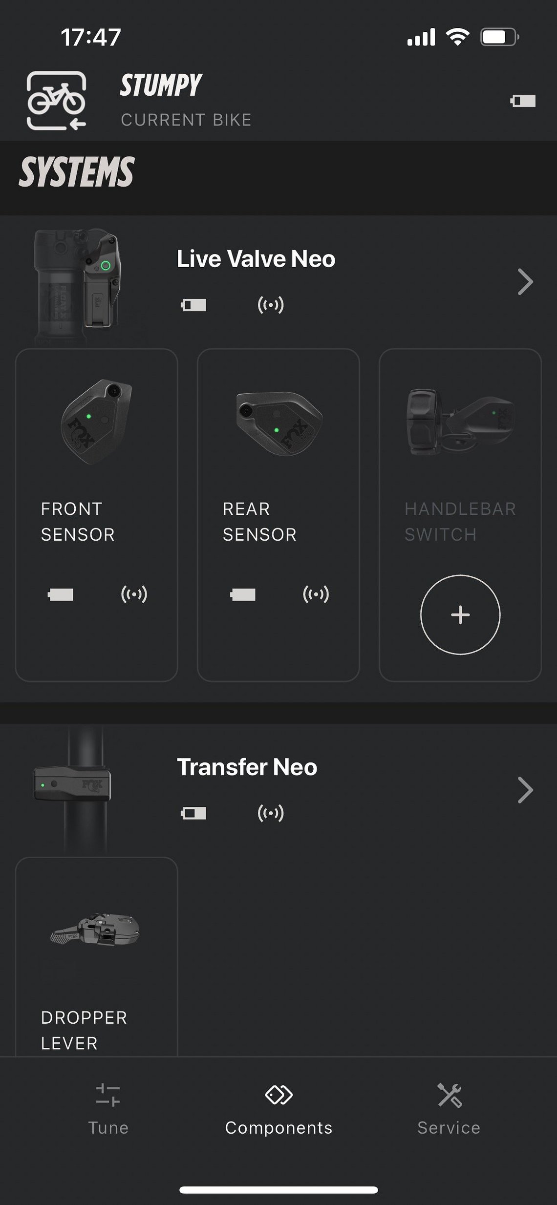 In der Fox Bike App kann man seine Neo-Komponenten organisieren und etwa die Service-Intervalle, den Akku-Stand oder Updates überprüfen und durchführen.