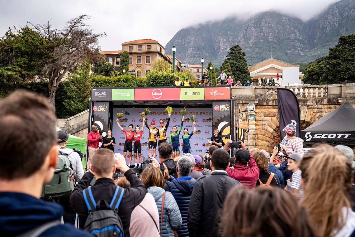 Annika Langvad and Anna van der Breggen of Investec-Songo-Specialized win the Prologue of the 2019 Absa Cape Epic Mountain Bike stage race held at the University of Cape Town in Cape Town, South Africa on the 17th March 2019.

Photo by Nick Muzik/C