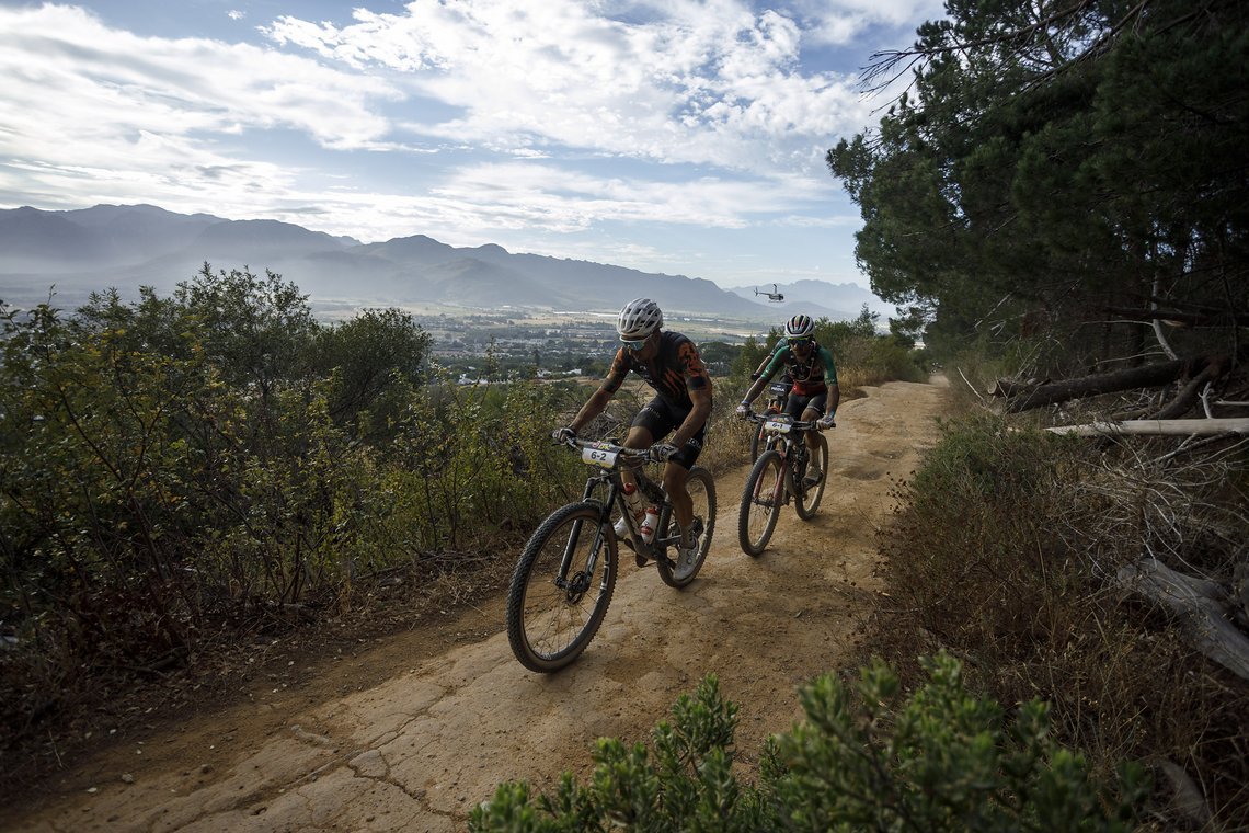 during Stage 4 of the 2025 Absa Cape Epic Mountain Bike stage race held at Fairview, Paarl, Cape Town, South Africa on the 20th March 2025. Photo by Nick Muzik/Cape Epic
PLEASE ENSURE THE APPROPRIATE CREDIT IS GIVEN TO THE PHOTOGRAPHER AND ABSA CAPE 