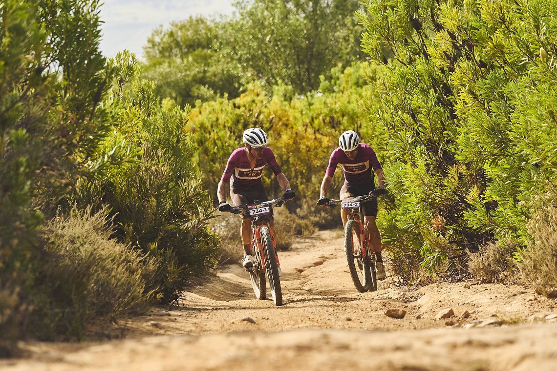 during Stage 4 of the 2025 Absa Cape Epic Mountain Bike stage race held at Fairview, Paarl, Cape Town, South Africa on the 20th March 2025. Photo by Michael Chiaretta/Cape Epic
PLEASE ENSURE THE APPROPRIATE CREDIT IS GIVEN TO THE PHOTOGRAPHER AND ABS