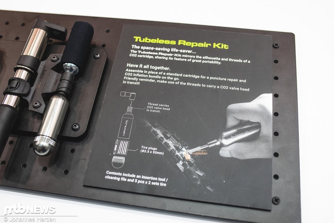 Tubeless Repair Kit mit Tubeless-Salami samt integrierter CO2-Kartusche