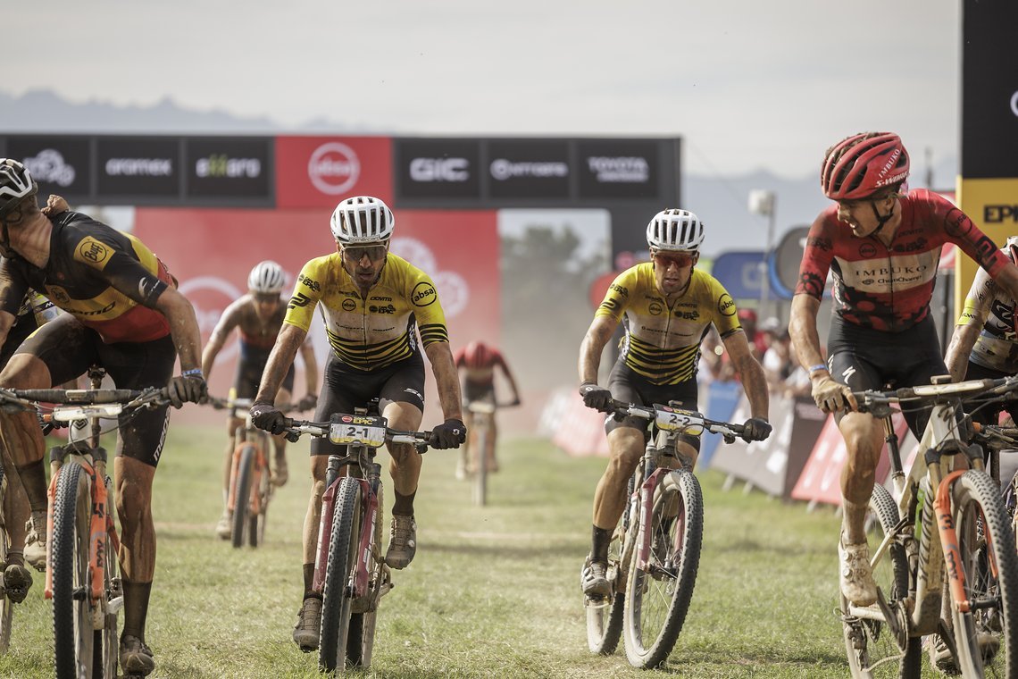 during Stage 4 of the 2025 Absa Cape Epic Mountain Bike stage race held at Fairview, Paarl, Cape Town, South Africa on the 20th March 2025. Photo by Nick Muzik/Cape Epic
PLEASE ENSURE THE APPROPRIATE CREDIT IS GIVEN TO THE PHOTOGRAPHER AND ABSA CAPE 