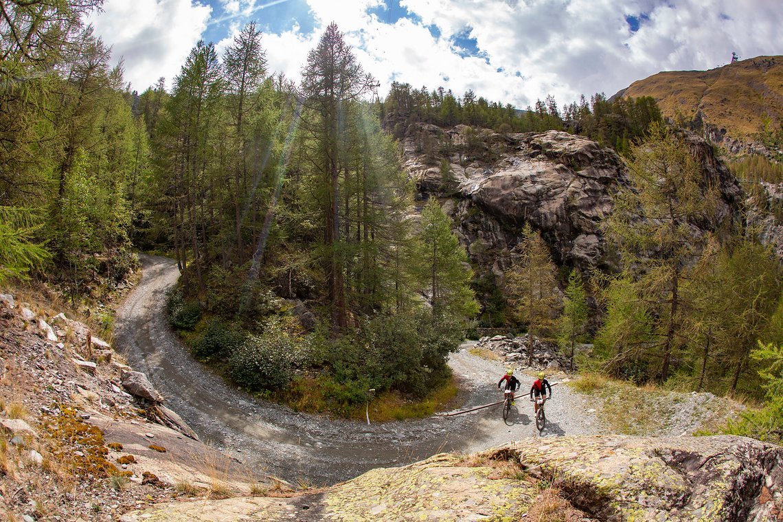 Kevin Vermaak and Jakes Jacobsen during Stage 4 of the 2018 Perskindol Swiss Epic held from Grächen to Zermatt, Valais, Switzerland on 14 September 2018. Photo by Nick Muzik. PLEASE ENSURE THE APPROPRIATE CREDIT IS GIVEN TO THE PHOTOGRAPHER