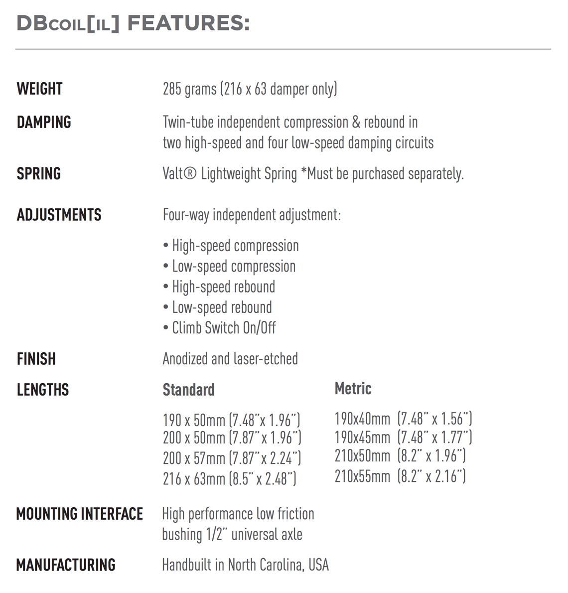 Einbaumaße und Features des DB Coil IL