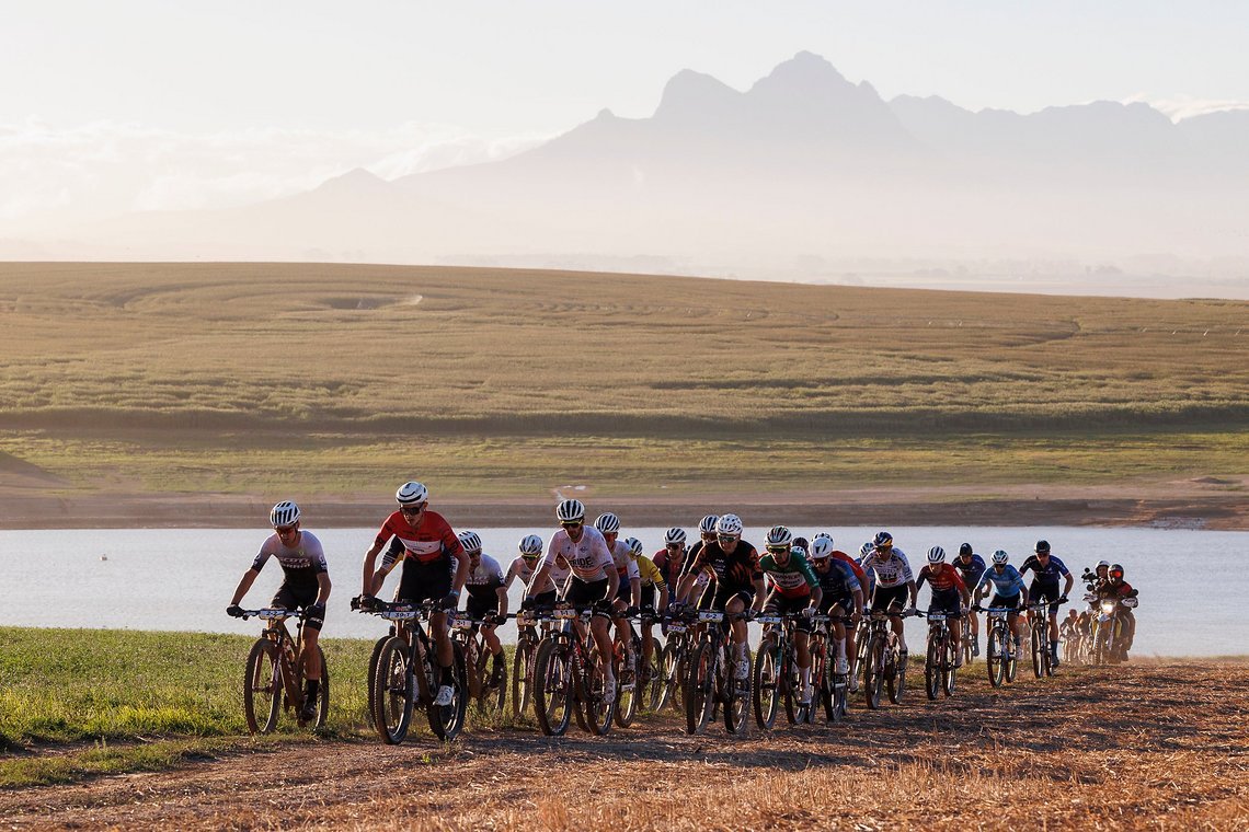 Riders during Stage 1 of the 2025 Absa Cape Epic Mountain Bike stage race held at Meerendal Wine Estate, Cape Town, South Africa on the 17th March 2025. Photo by Sam Clark/Cape Epic
PLEASE ENSURE THE APPROPRIATE CREDIT IS GIVEN TO THE PHOTOGRAPHER AN