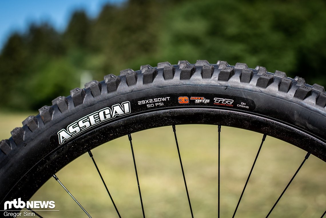 Der Maxxis Assegai in der 2,50" WT-Version sorgt für massig Bremsgrip …