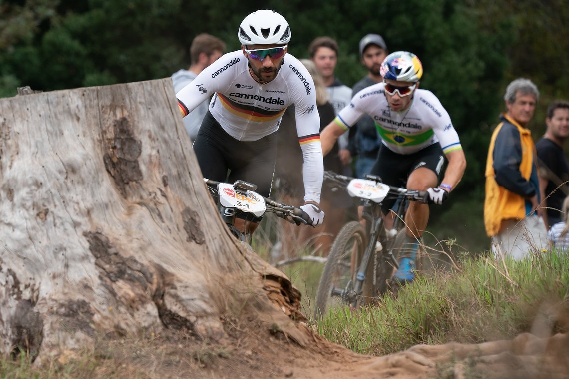 Manuel FUMIC (DEU) and Henrique AVANCINI (BRA) of team Cannondale Factory Racing during the Prologue of the 2019 Absa Cape Epic Mountain Bike stage race held at the University of Cape Town in Cape Town, South Africa on the 17th March 2019.

Photo b