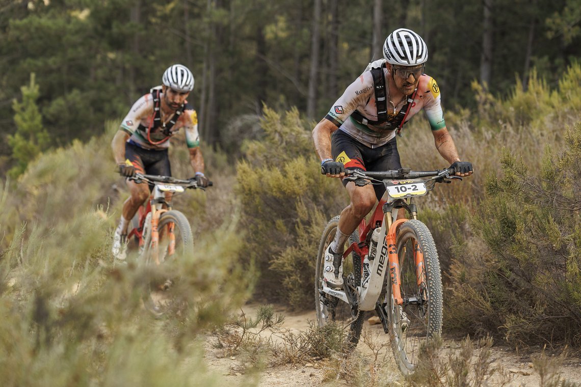 during Stage 4 of the 2025 Absa Cape Epic Mountain Bike stage race held at Fairview, Paarl, Cape Town, South Africa on the 20th March 2025. Photo by Nick Muzik/Cape Epic
PLEASE ENSURE THE APPROPRIATE CREDIT IS GIVEN TO THE PHOTOGRAPHER AND ABSA CAPE 