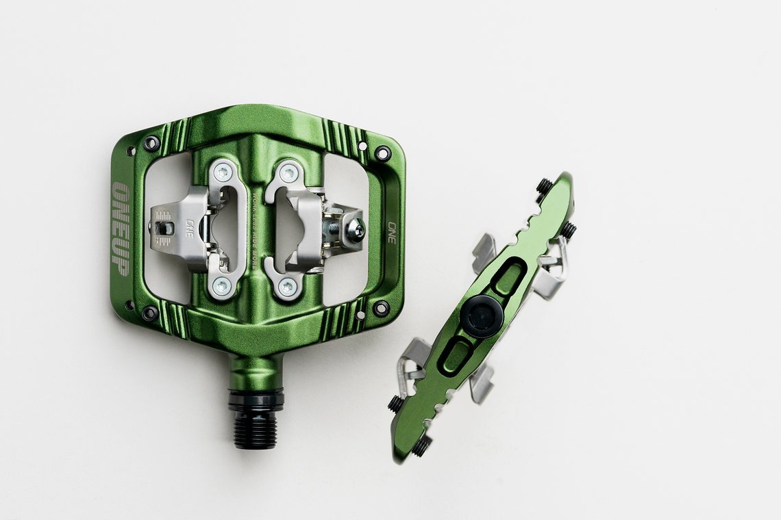 OneUp Components Clip Pedal - Top Down and Profile