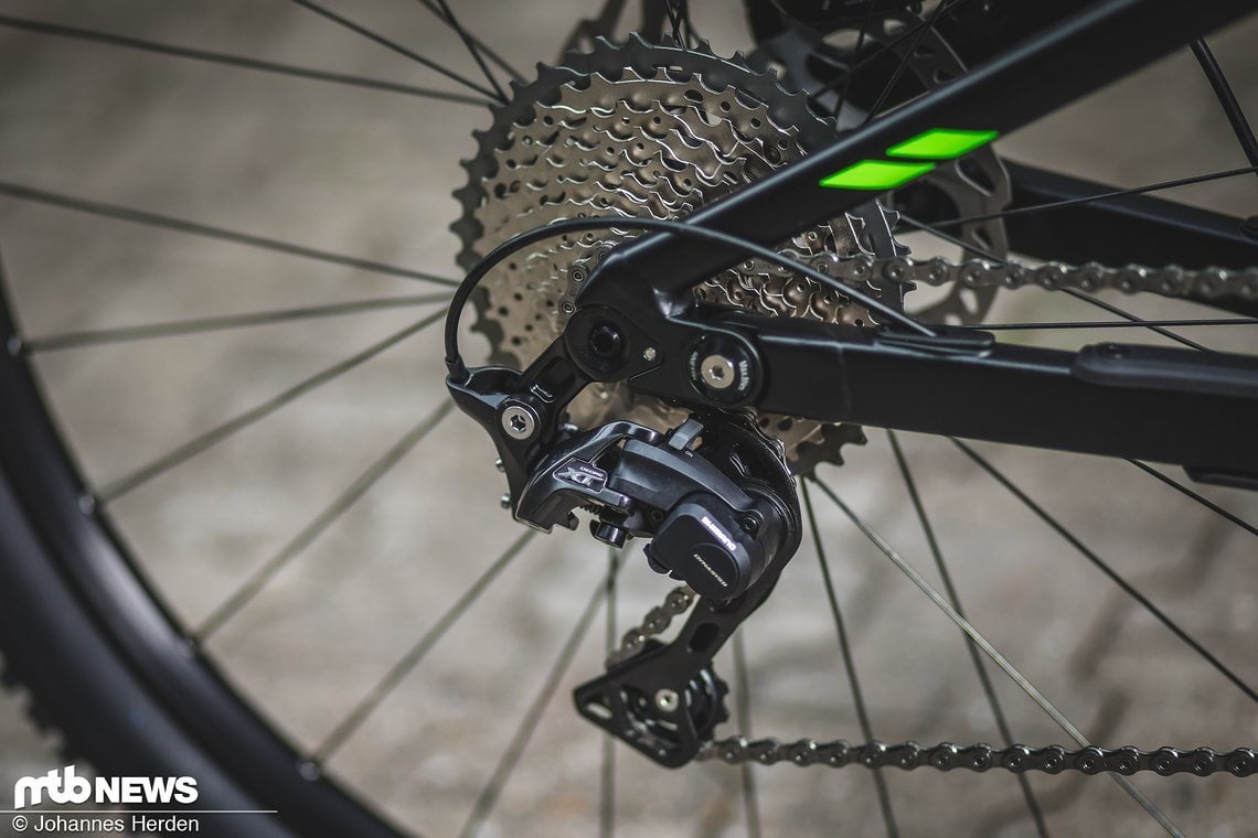 Nicht nur schaltungstechnisch kommt die Shimano XT-Gruppe zum Einsatz...