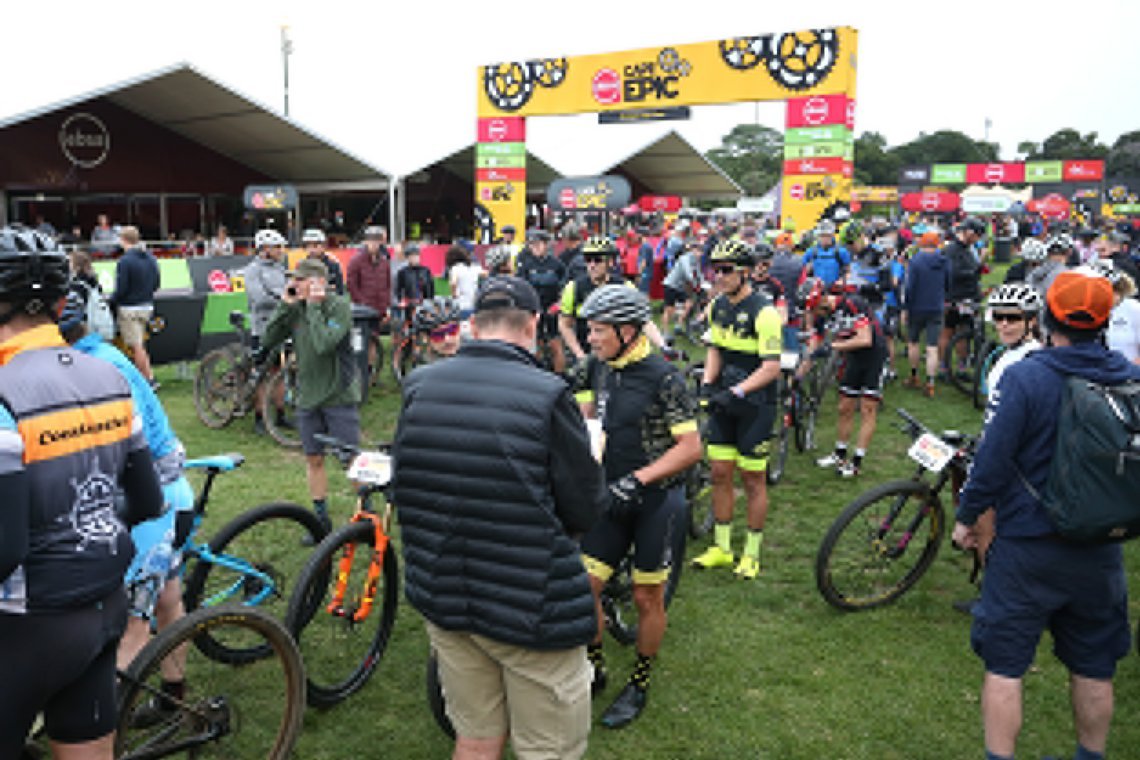 Riders line up to entre the start chute during the Prologue of the 2019 Absa Cape Epic Mountain Bike stage race held at the University of Cape Town in Cape Town, South Africa on the 17th March 2019.

Photo by Shaun Roy/Cape Epic

PLEASE ENSURE TH