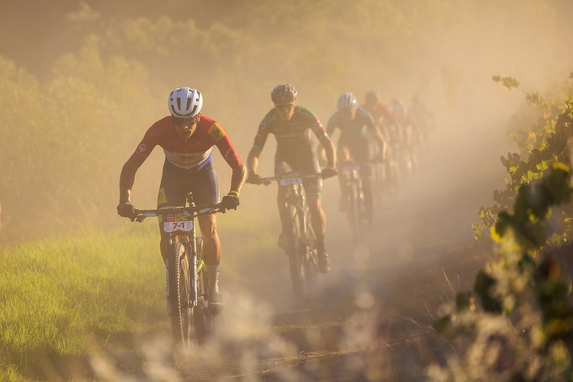 Riders during Stage 5 of the 2024 Absa Cape Epic Mountain Bike stage race from CPUT, Wellington to CPUT, Wellington, South Africa on 22 March 2024. Photo by Sam Clark/Cape Epic
PLEASE ENSURE THE APPROPRIATE CREDIT IS GIVEN TO THE PHOTOGRAPHER AND ABS