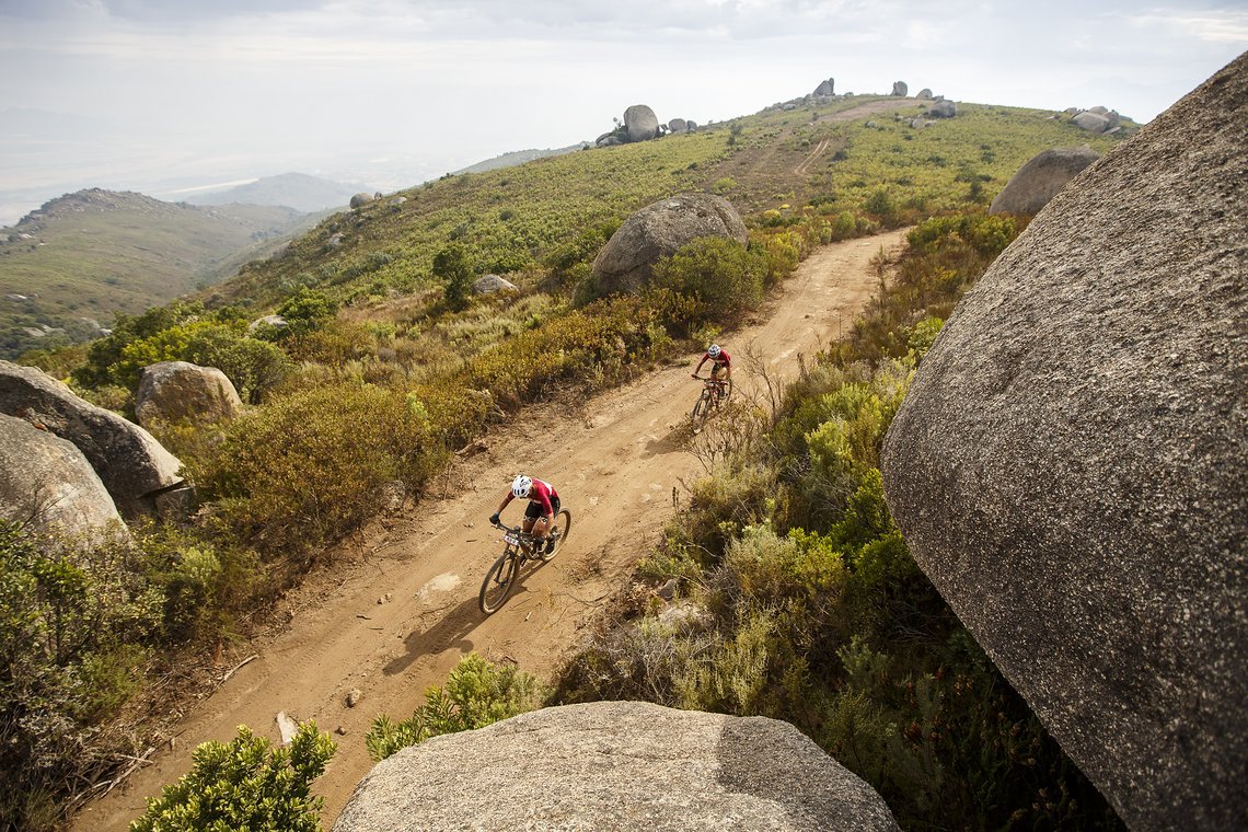 riders during Stage 4 of the 2025 Absa Cape Epic Mountain Bike stage race held at Fairview, Paarl, Cape Town, South Africa on the 20th March 2025. Photo by Sam Clark/Cape Epic
PLEASE ENSURE THE APPROPRIATE CREDIT IS GIVEN TO THE PHOTOGRAPHER AND ABSA