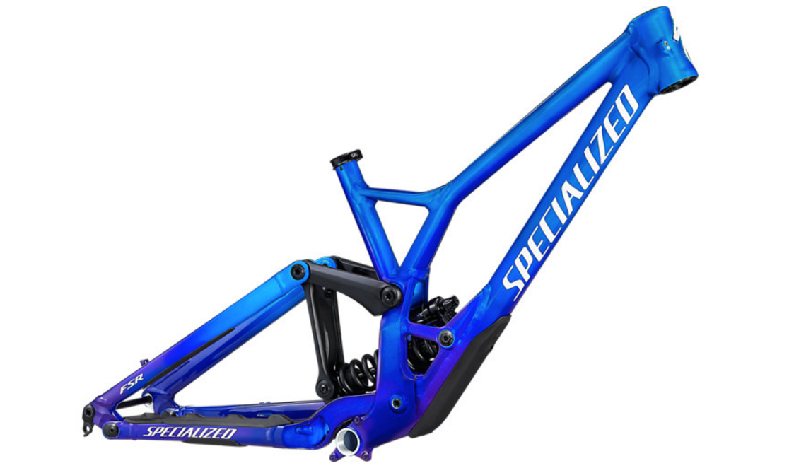 Alternativ kann man sich das extrem schicke, blaue Rahmenset mit RockShox Super Deluxe Ultimate-Dämpfer aufbauen