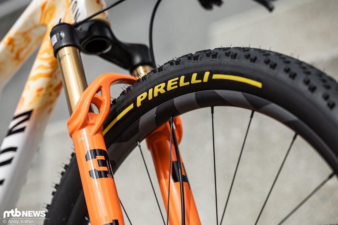 Die Federelemente am Rad von van der Poel stammen indes von Sponsor Fox und dessen Factory-Linie.
