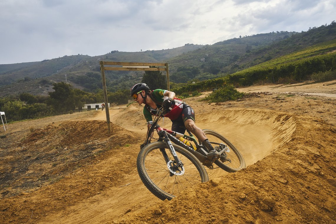 during Stage 4 of the 2025 Absa Cape Epic Mountain Bike stage race held at Fairview, Paarl, Cape Town, South Africa on the 20th March 2025. Photo by Michael Chiaretta/Cape Epic
PLEASE ENSURE THE APPROPRIATE CREDIT IS GIVEN TO THE PHOTOGRAPHER AND ABS