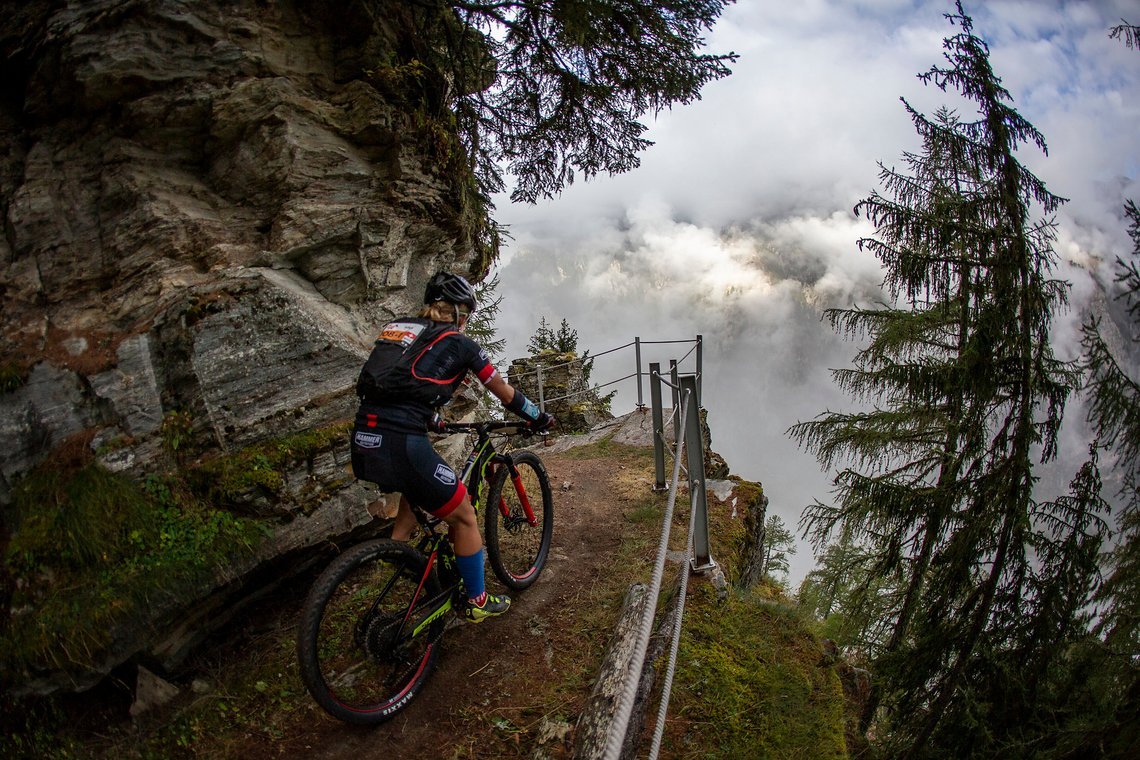 Riders during Stage 4 of the 2018 Perskindol Swiss Epic held from Grächen to Zermatt, Valais, Switzerland on 14 September 2018. Photo by Nick Muzik. PLEASE ENSURE THE APPROPRIATE CREDIT IS GIVEN TO THE PHOTOGRAPHER