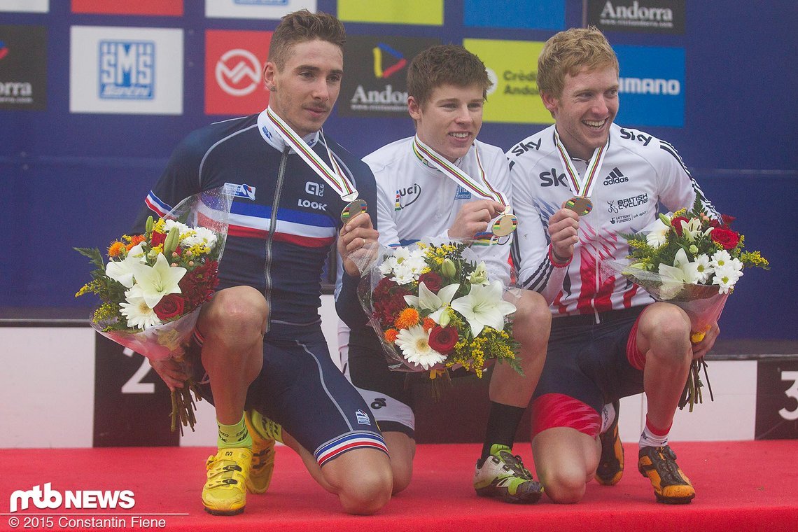 Die strahlenden Medaillengewinner: Koretzky, Cooper und Ferguson (von links).
