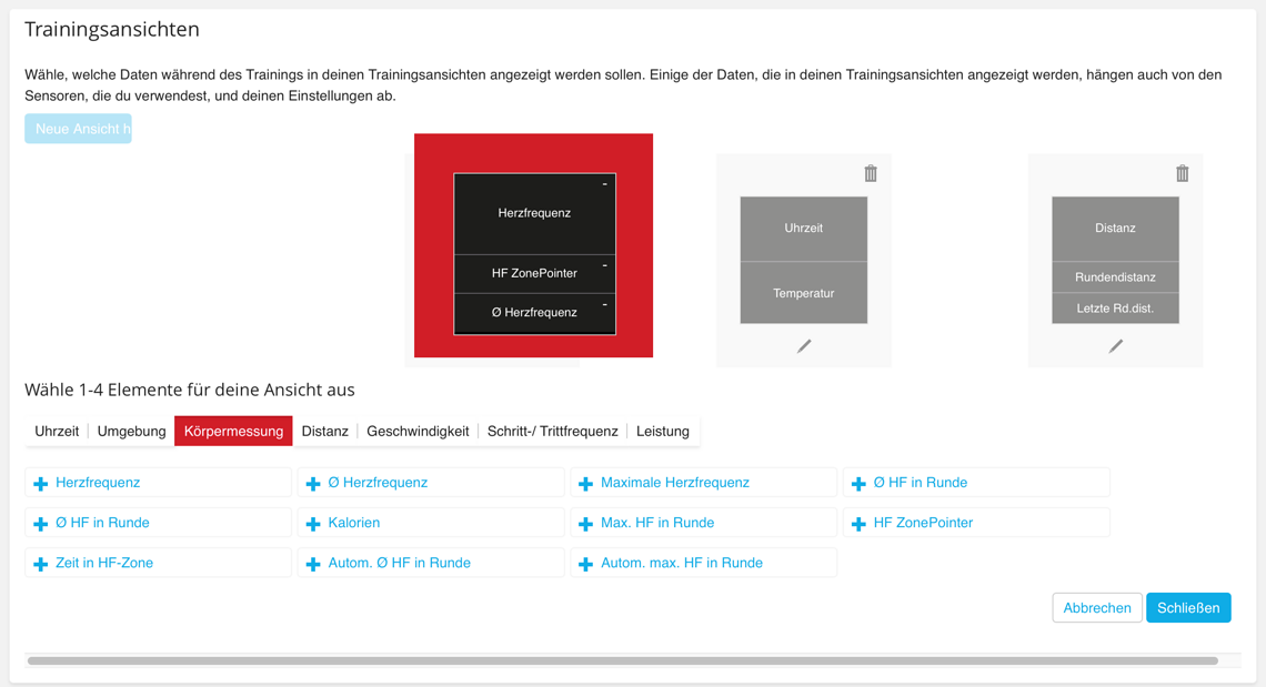 Konfiguration der Anzeigeseiten
