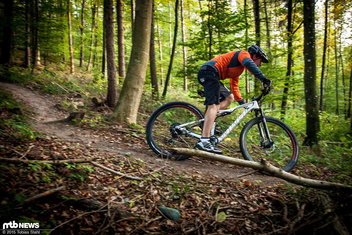 Bei Vollgas im Downhill macht das Rad richtig Spaß