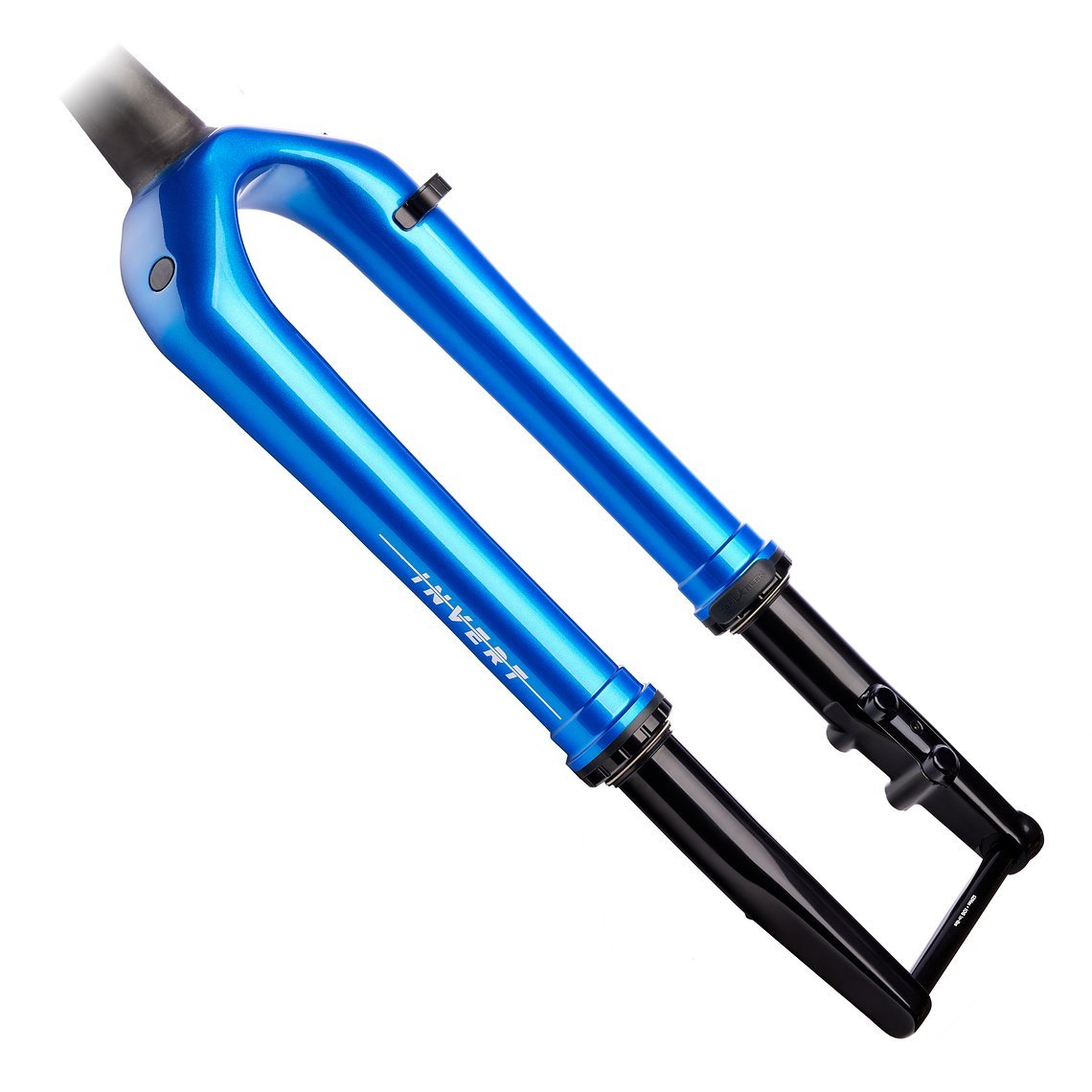 Invert Gravel Fork in metallic blue mit 40 mm Federweg.