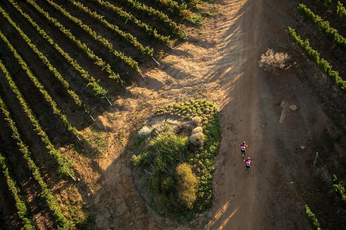 Mariske Strauss and Candice Lill of Faces Rola during stage 1 of the 2022 Absa Cape Epic Mountain Bike stage race from Lourensford Wine Estate to Lourensford Wine Estate, South Africa on the 21st March 2022. Photo by Gary Perkin