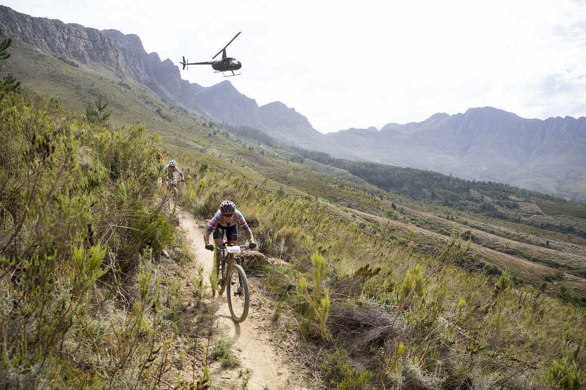 Riders during Stage 1 of the 2024 Absa Cape Epic Mountain Bike stage race from Saronsberg Wine Estate to Saronsberg Wine Estate, Tulbagh, South Africa on the 18th March 2024. Photo by Sam Clark/Cape Epic
PLEASE ENSURE THE APPROPRIATE CREDIT IS GIVEN 