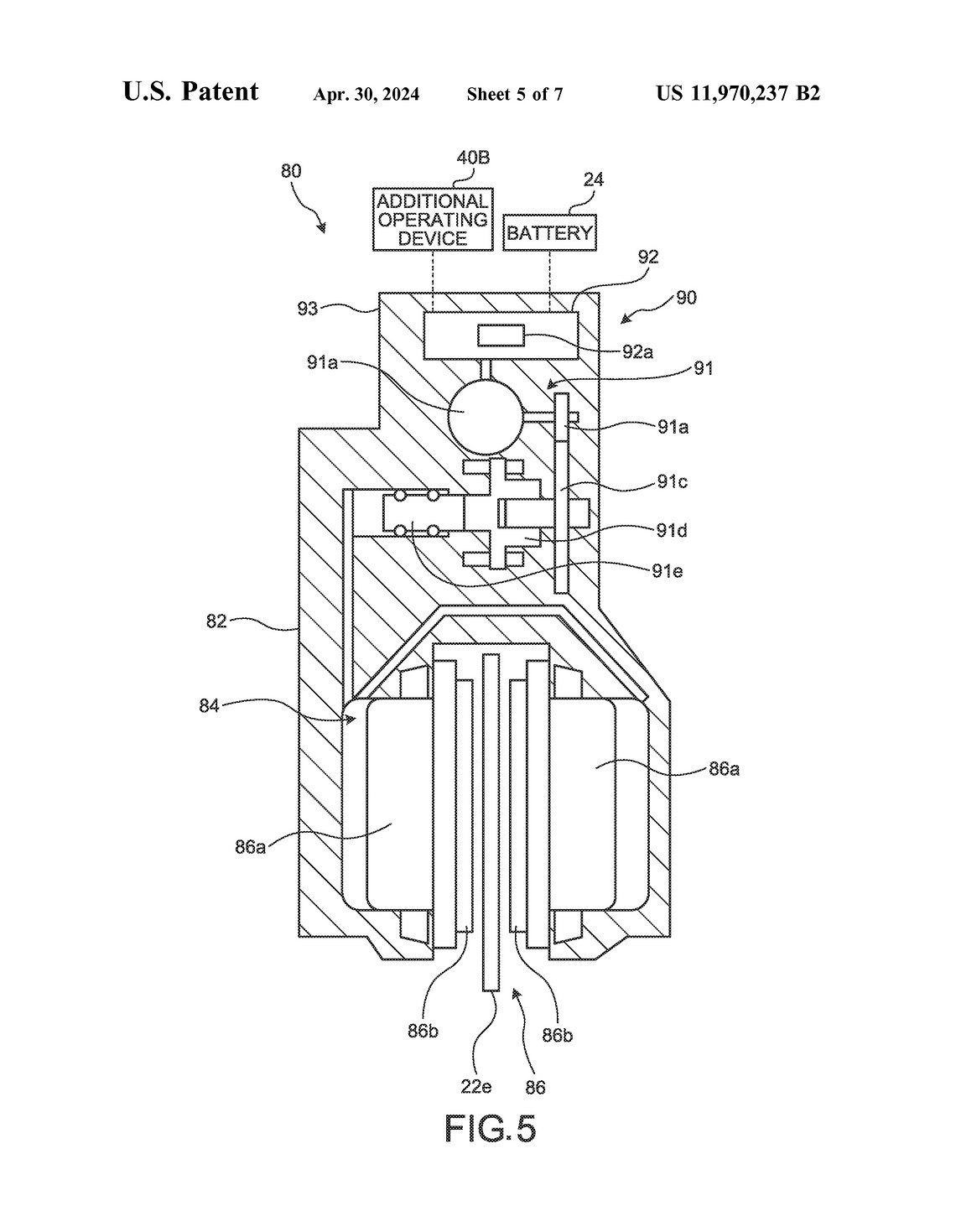 Vollelektrisch bremst diese Version einer hydraulischen Bremszange: Der Servomotor (91a) wirkt auf einen Hydraulikzylinder, der Rest läuft wie gehabt.