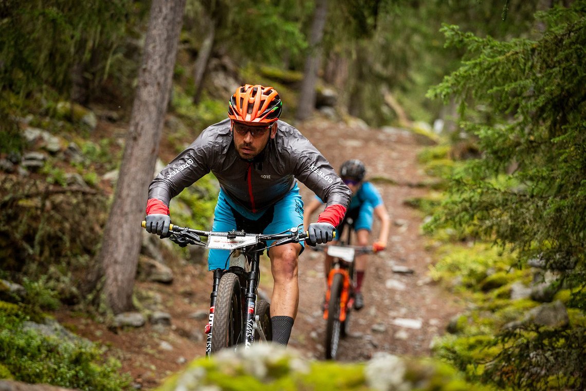 Riders during Stage 4 of the 2018 Perskindol Swiss Epic held from Grächen to Zermatt, Valais, Switzerland on 14 September 2018. Photo by Nick Muzik. PLEASE ENSURE THE APPROPRIATE CREDIT IS GIVEN TO THE PHOTOGRAPHER