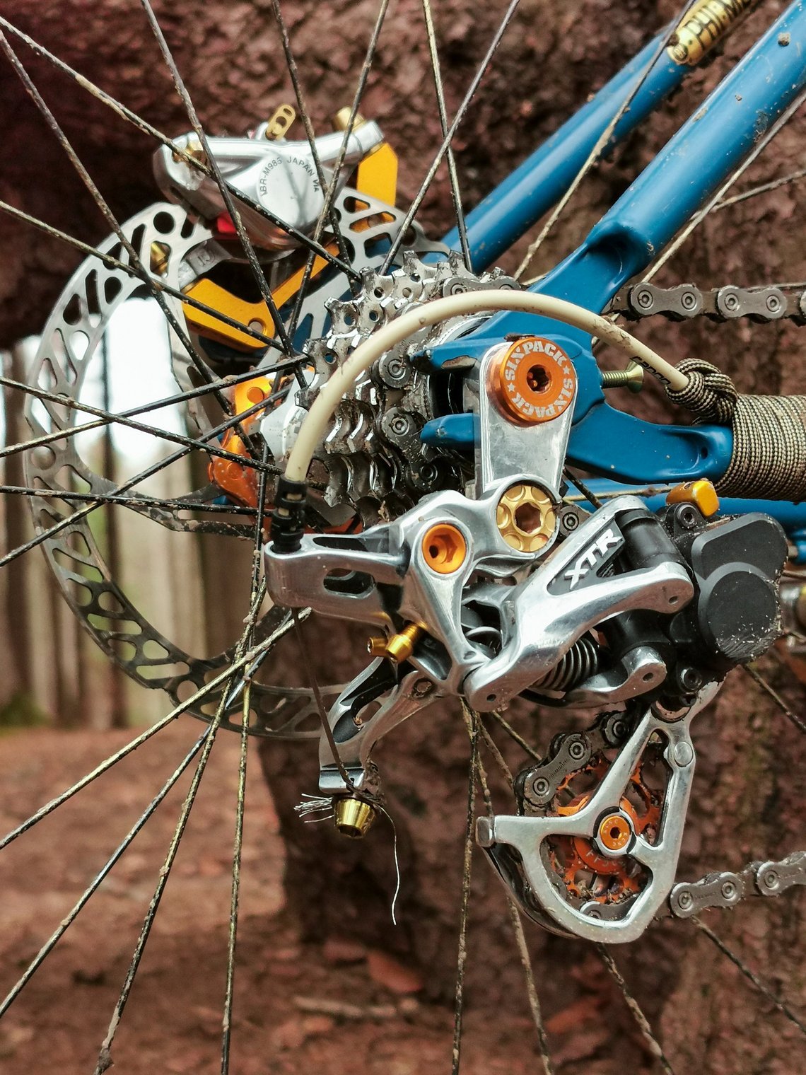 ... wird von einem Shimano XTR Schaltwerk mit sieben Gängen ergänzt