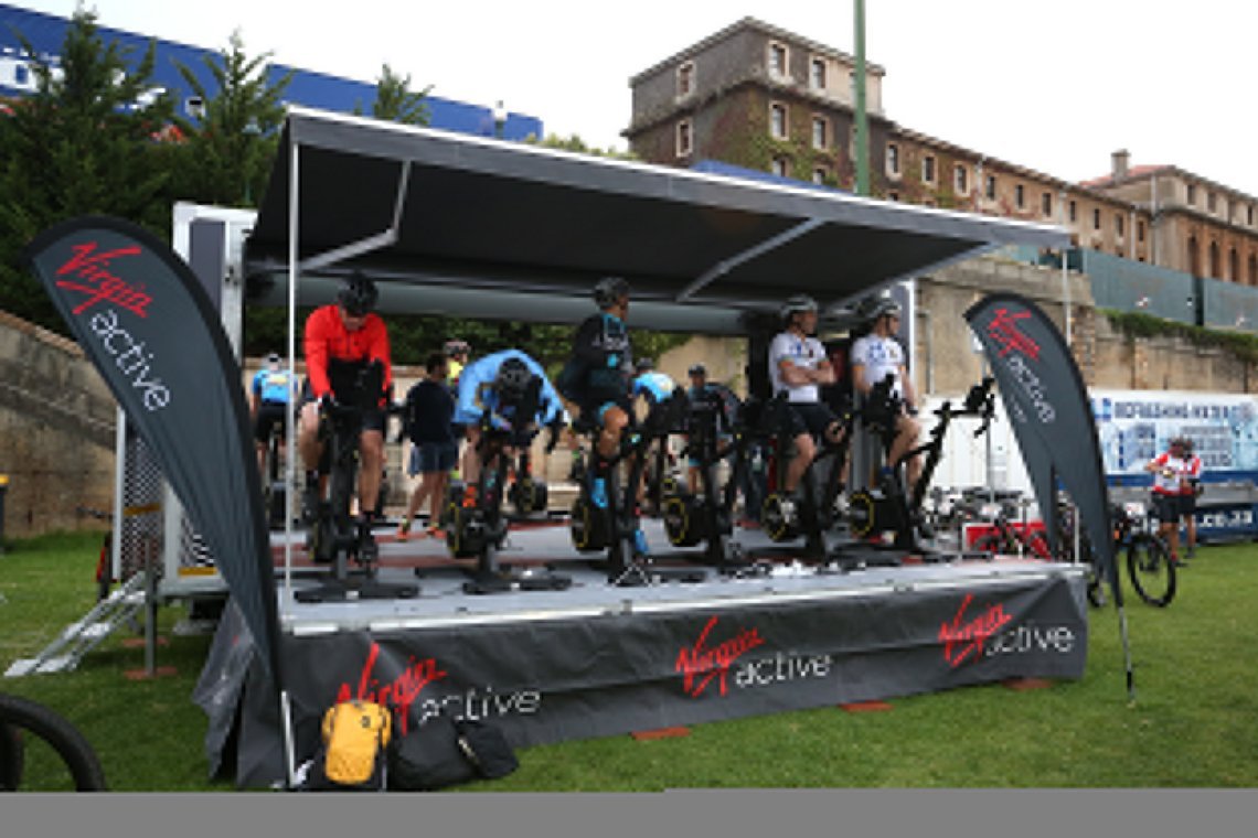 Riders warm up before the start during the Prologue of the 2019 Absa Cape Epic Mountain Bike stage race held at the University of Cape Town in Cape Town, South Africa on the 17th March 2019.

Photo by Shaun Roy/Cape Epic

PLEASE ENSURE THE APPROP