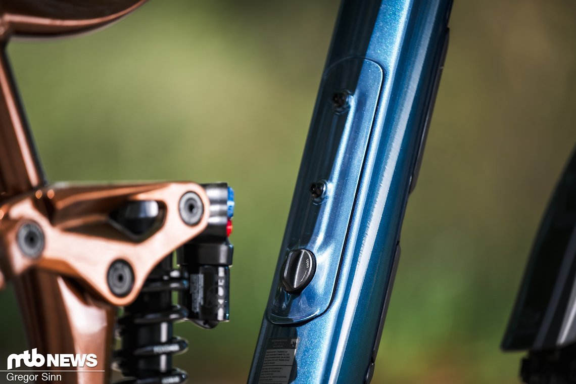 Der Enduro-Abstammung verdankt sich das auch im Bikepark praktische Rahmenstaufach.